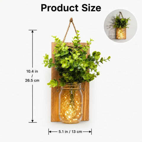 Rustic Mason Jar Wall Sconces Featuring Led Fairy Lights And Faux Ivy Vine Serve Up Serious Farmhouse Charm And Super Cool Evening Vibes For Your Spot Killer Decor Two Pack size 10.4 in by 5.1 in