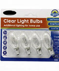 Clear Night Light Bulbs Pack Of Four With Five Or Seven Watt 120 Volt C7 And E12 Base 10 To 18 Lumens Ideal For Chandeliers Wall Lights