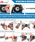 Illustration of DT Waterproof 2 Pin Connector Kit With 14-20 AWG Solid Contacts operation guide, JR ready brand.