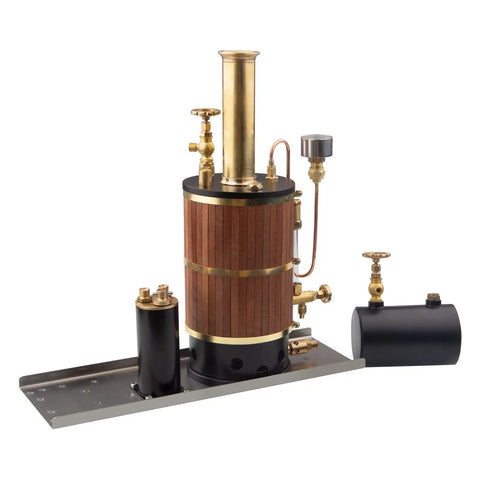 230ML Vertical Steam Boiler For Ship Engine Model Brass Power Boiler System With Heat Recovery Steam Generator Old School Marine Grade Design For Adults Engineers And Hobbyists, brass with wood base