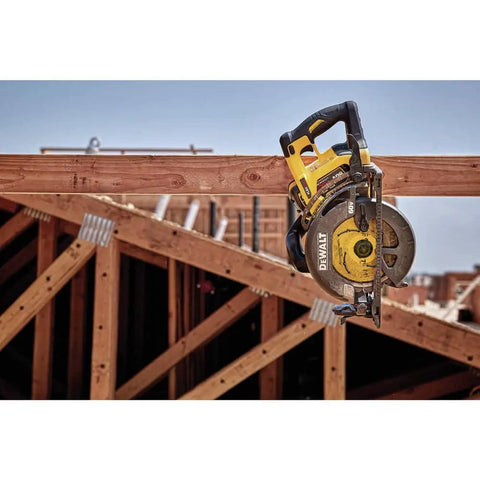60V Max Cordless Circular Saw For Framing 7 1 Quarter Inch Left Blade Tool Only With Electronic Brake Quick Stop on wooden beam
