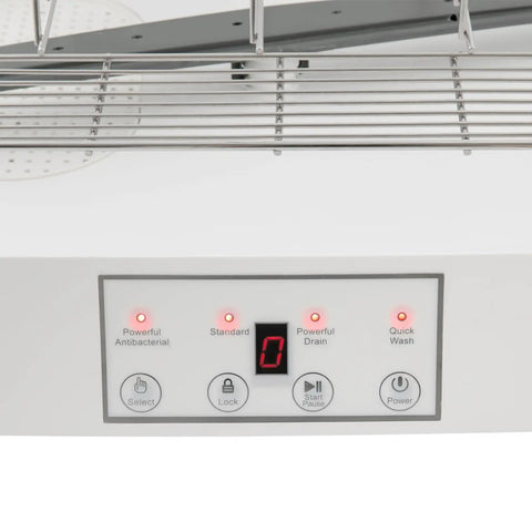 Control panel of Portable Countertop Mini Dishwasher With 360 Degree Rotating Spray Heads And 1.59 Gallon Tank.