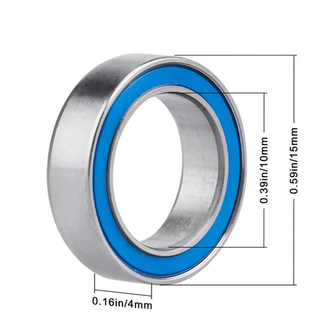 RC Ball Bearings 10 Pack Durable Bearing Steel With Double Rubber Seals Miniature Deep Groove 10x15x4mm side view