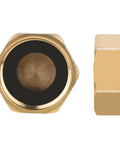 4 Pack Brass Plug Radiator Valve Caps One Half Inch Brass Blanking Nut Caps Plumbing Fittings For Washing Machines Radiator Valves Faucets And Taps With Rubber Hose Seals Included For Leak Free Replacement, close-up view