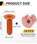 10 Pack M3x10mm Aluminum Alloy Cup Head Hex Socket Screws Countersunk Head Bolts For Model Kits Drones RC Cars For DIYers