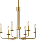 Shiny Gold 6 Light Candle Chandelier For Dining Room Living Room Kitchen And Foyer Over Table Ceiling Light Fixture 28 Inch E12 Bulb Compatible Modern Vintage Style That Really Pops Any Space with lit candles and sleek design.