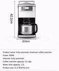 No Fuss Stainless Steel Drip Coffee Maker With Built Grinder And 0.6 Liter Filter Brewer featuring a 12 cup carafe and display.