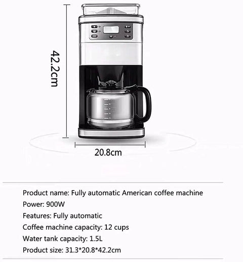 Slick Stainless Steel Filter Coffee Machine With 0.6 L Carafe And Heavy Duty Heating Core For Bold Flavor Extraction, 12 cups capacity.