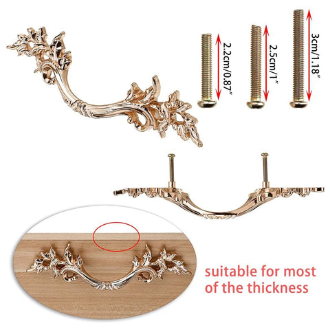 Pack Of 5 European Style Vintage Cabinet Handles And Drawer Pulls Antique Dresser Knob Set with mounting screws, side view