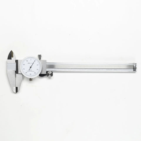 0-6 Inch Four Way Dial Caliper With Shock Proof Imperial Carbon Steel Housing on white background
