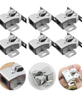 Stylish Double Roller Cabinet Latches With Spring Action For Cupboards Drawers Doors Ensure Easy Auto Locking And Smooth Closing In Kitchens Wardrobes Storage Units, set of eight stainless steel latches.