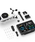 All-In-One Weather Station With 6-Inch VA Display And Outdoor Sensor components on white background