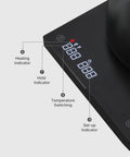 Close-up of Fish Smart Electric Coffee Kettle 600ML with digital display showing heating, hold, and temperature indicators