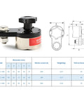 Beefy Magnetic Welding Ground Clamp With On Off Switch 600 Amp Rated and 70 Kilogram Pull Force, diagram and specs