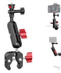 Dope Camera Mount Clamp With Dual Ball Heads for GoPro Pocket 3 Insta360 X3 X4 on bike handlebar with DSLR attachment