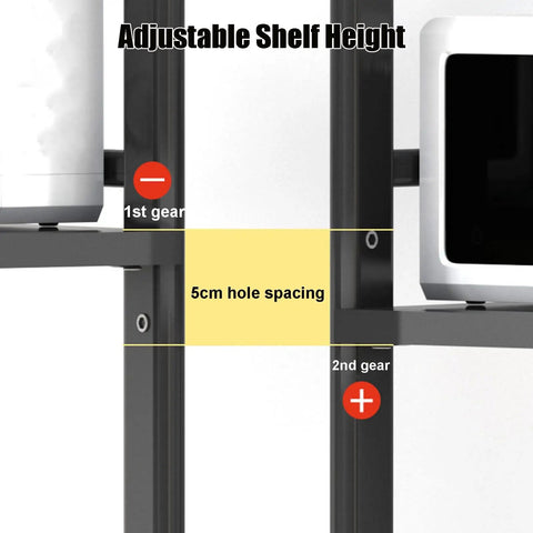 5-Tier Metal Standing Storage Shelves On Wheels With Height Adjustable Racks showing adjustable shelf height