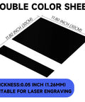 Five black and white ABS plastic sheets for laser engraving, 11.73 x 11.73 inches, 0.05 inch thick.