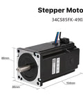 Nema 34 CNC stepper motor with brake; black housing, 86mm square mounting face, 154mm long.