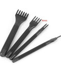 4mm Leather Lacing Stitching Chisels Kit 4 Pcs DIY Leather Hole Punch Tools Set showing 1 2 4 6 tooth prong chisels