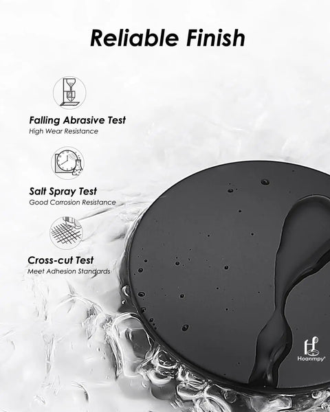 Matte Black ABS Pop Up Sink Drain With Overflow For Bathroom Vessel Sink Lavatory Vanity Easy Install No Leak Drama Durable Construction And Leak Proofing showing water resistance tests