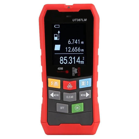 Top Tier Badass Wall Scanner And Metal Detector Stud Finder With Ac Voltage Live Cable Depth Detection Waterproof Probe Rock Solid Multi Functional Tool Built Like A Tank for handyman crews and homeowners, red device with display.