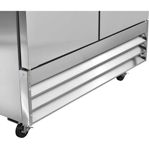Industrial Reach In Refrigerator With 47 Cu Ft Hella Spacious Double Solid Doors Commercial Grade stainless steel base with heavy duty casters.