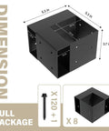 Set Of 8 Rock Solid Heavy Duty Workbench Bracket Kit With Screws For 4X4 And 2X4 Lumber Black powder coated steel bracket dimensions 5.3x5.3 inches