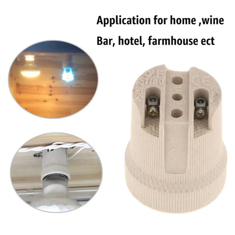 Heavy Duty E26 E27 Light Sockets Built From Heat Resistant Ceramic For Smooth Bulb Swaps And Zero Stress Fixture Mods Pack Of Four Rock Solid Lamp Holders showing mounted ceramic socket and light applications.