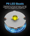 P9 LED bead component for Pocket Sized Super Bright Flashlight Set With Magnetic Tail Cap, 650 Lumens, German technology, high performance