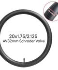 Two Pack 20x1.75 to 2.125 Inch Bike Inner Tubes With AV32mm Schrader Valve For City Road Mountain Cruiser Bikes, shown product detail.