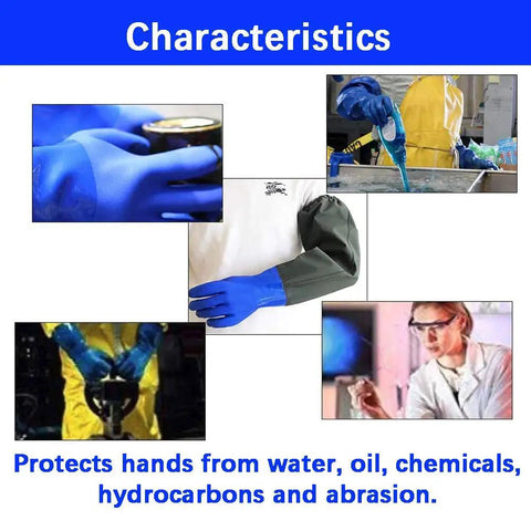 Heavy Duty 28 Inch Shoulder Length Waterproof Rubber Gloves PVC Coated For Chemical Oil And Solvent Resistance in use