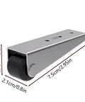 Heavy Duty Sliding Door Rollers Set Of Four Featuring Whisper Quiet Rubber Caster Wheels That Ride Smooth As Butter On Wooden Gates Patio Doors And Room Dividers, close-up view of metal roller with rubber wheel.