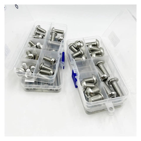 Hex Socket Hexagon Button Cap Head Metric Machine Bolt Assortment Kit M2 Through M10 For DIY Projects And Metalworking Precision Fasteners And Hardware Essentials, 304 stainless steel bolts in organizer case