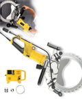 Powerful Electric Concrete Saw With 5000W Brushless Motor Chews Through 400mm Blades and 29 Cm Deep Slots on a work site.