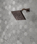 PowerDrench H2Okinetic 5 Setting Rain Shower Head Bronze With Universal Fit Delivers 3X Coverage And Full Body Spray Options