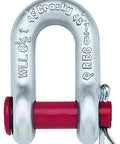 G-215 Round Pin Chain Shackle 2 Inch Galvanized Carbon Steel 35 Ton Working Load Limit with red alloy pin