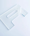 Crisp Handle Groove Template And Slick Acrylic Router Guide For Dead Easy Finger Grab Tracing On Wooden Cutting Boards And Serving Trays With Knockout Precision, clear acrylic router template, 5x8 inches.