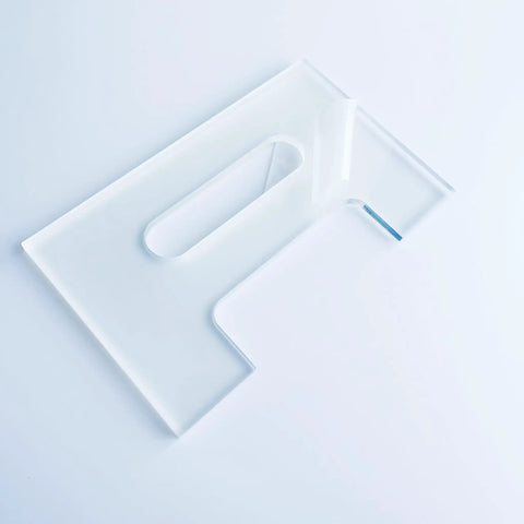 Crisp Handle Groove Template And Slick Acrylic Router Guide For Dead Easy Finger Grab Tracing On Wooden Cutting Boards And Serving Trays With Knockout Precision, clear acrylic router template, 5x8 inches.