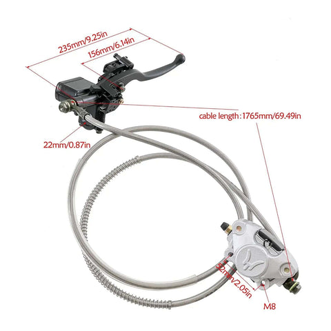 Throttle lever and brake caliper with cable for 32 Inch Rear Axle Kit With Swingarm Bracket And 4 Stud Wheel Hubs 530 32T Sprocket Chain