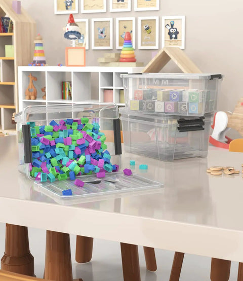 Compact Clear Storage Bins With Secure Latches And Grippy Handles, 6 Pack Plastic Organizer Boxes For Tiny Spaces, 5 Quart Capacity Helps You Keep Your Stash Squared Away And Clutter Free