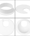20 Pack Heavy Duty Black Desk Grommets And Cable Hole Cover Caps For No Sweat Cable Management With A Snazzy Home Office Setup Solid Plastic Wire Grommets - Various angles of black desk grommet covers, showing detail and design.