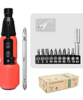Slick Cordless Electric Screwdriver With Built In Led Light, 3.6V set with USB charging cable and assorted bits.