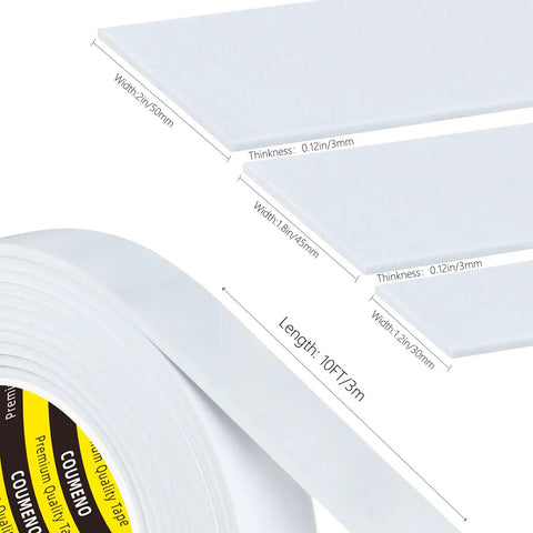 Top Shelf White Self Adhesive Foam Tape 1 Inch By 10 Feet Heavy Duty Weather Stripping for Window and Door Seals, EVA material.