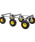 Six Wheel All Terrain Dolly With Six 10 Inch Pneumatic Tires For Outdoor Furniture Moving Heavy Duty Home Use Rolls Smoothly Across Grass Gravel And Uneven Surfaces 40 By 22 Inches Gray, angled view