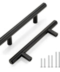 Two 3.5 Inch Matte Black Stainless Steel Cabinet Handles with screws, part of a 20 pack built to last tough as nails cabinet pulls.