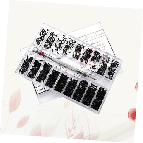 Two Piece Miniature Screw Set With Countersunk Round Screws For Small Machines Notebooks And Glasses Repair, Lightweight Portable Kit