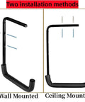 Six Pack Heavy Duty Overhead Garage Storage Hooks For Ceiling And Wall Mounts Ladder Hangers shown in wall and ceiling mounts