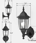 Outdoor Wall Lanterns With Bulbs Built To Last Weatherproof And Anti Corrosion Matte Black Plastic Porch Sconces, dimensions and side views