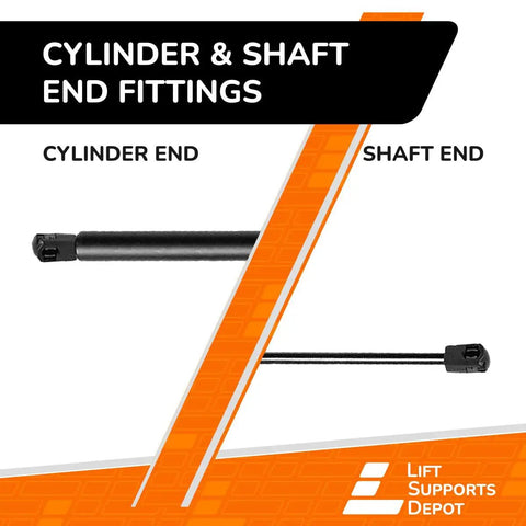 Top Shelf Replacement Gas Struts Set Of 2 With 17 Inch Extended Reach And 47 Pound Lift Force Featuring Quick Grip 10mm Nylon Ball Sockets For Hassle Free Trunk Hatch And Gate Swaps cylinder and shaft end fittings