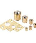 Brass Door Ball Catch Hardware For Cabinets And Closets Rust Resistant And Durable No Brainer Install displayed in varying sizes